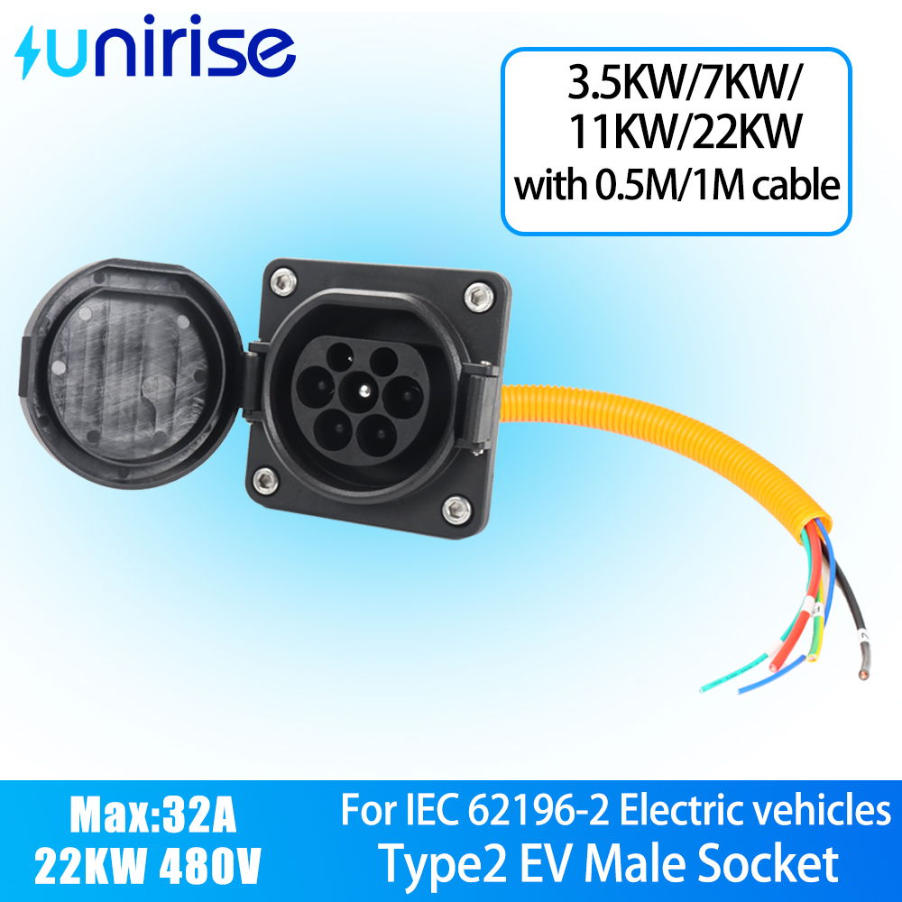 Ev Charging Socket Type 2 22Kw - Unirise Type2 EV Car Socket with