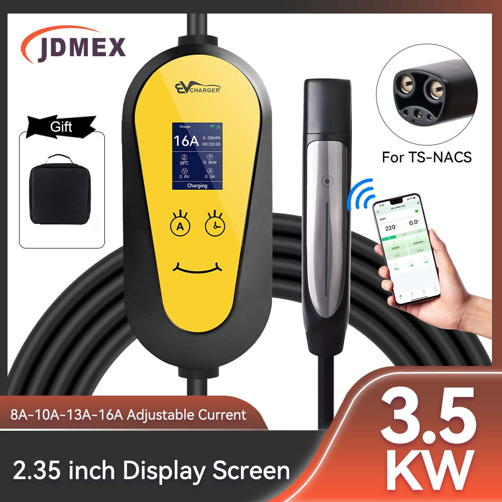 Portable Ev Charger 16A Adjustable - JDMEX 3.5KW TS-NACS EV Charger Portable