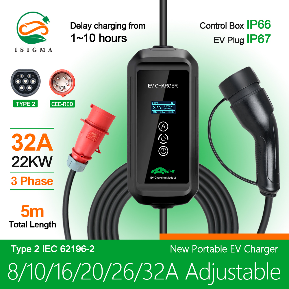 EV Charger 22kw 3 Phase Type 2 - Ev Charging Cable 5M 22Kw recension och pris